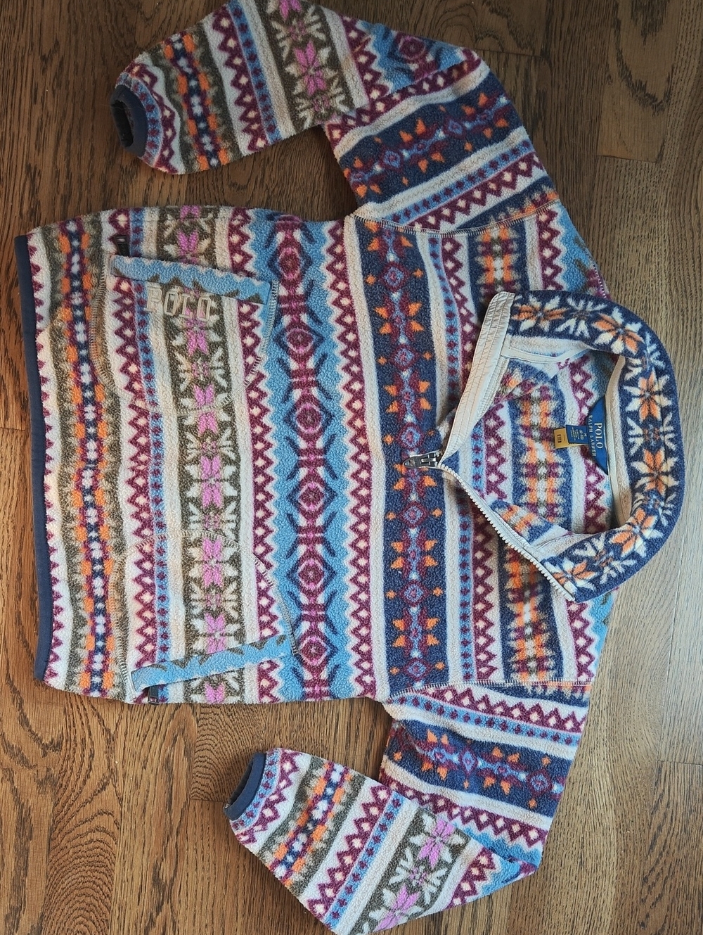 Ralph Lauren Polo Fair Isle Kids Fleece Sweatshirt Size M (8-10 Years)